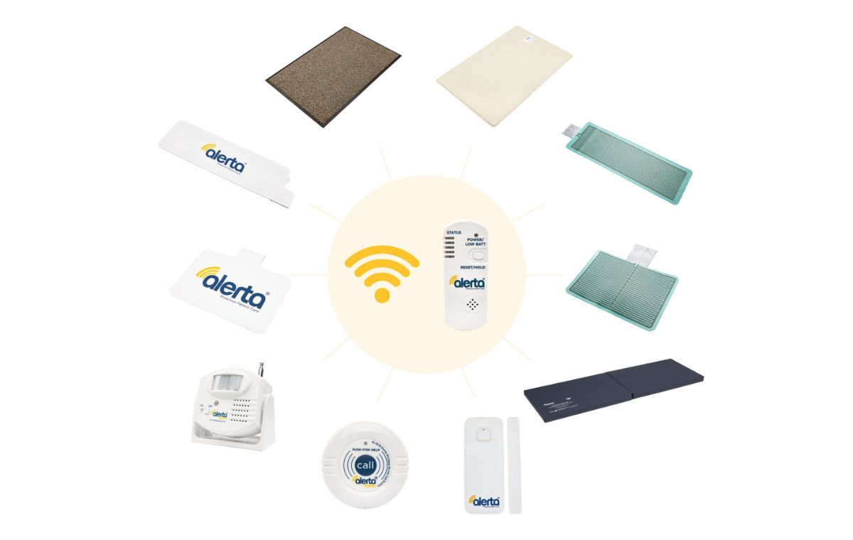 the variety of alerta medical wireless products that are  compatible with the alerta wall point receiver